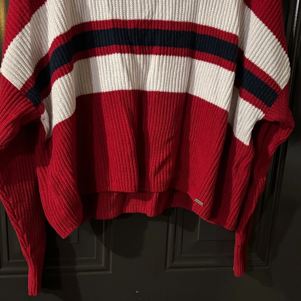 Hollister Red and White Striped Sweater women’s size small
